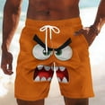 thumbnail image 2 of UVEASISHA Funny Shorts with Pockets for Men 3D Angry Face Print Swim Trunks,Elastic Drawstring Waist Loose Beach Shorts Quick Dry Breathable Bathing Suits Orange XXL, 2 of 6