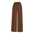thumbnail image 3 of Delayuji Petite Sweatpants for Women Summer Leisure Fashion Lacing Solid Color Waist Waist Wide Leg Casual Pants Fleece Lined Pants Women Brown Xl, 3 of 4