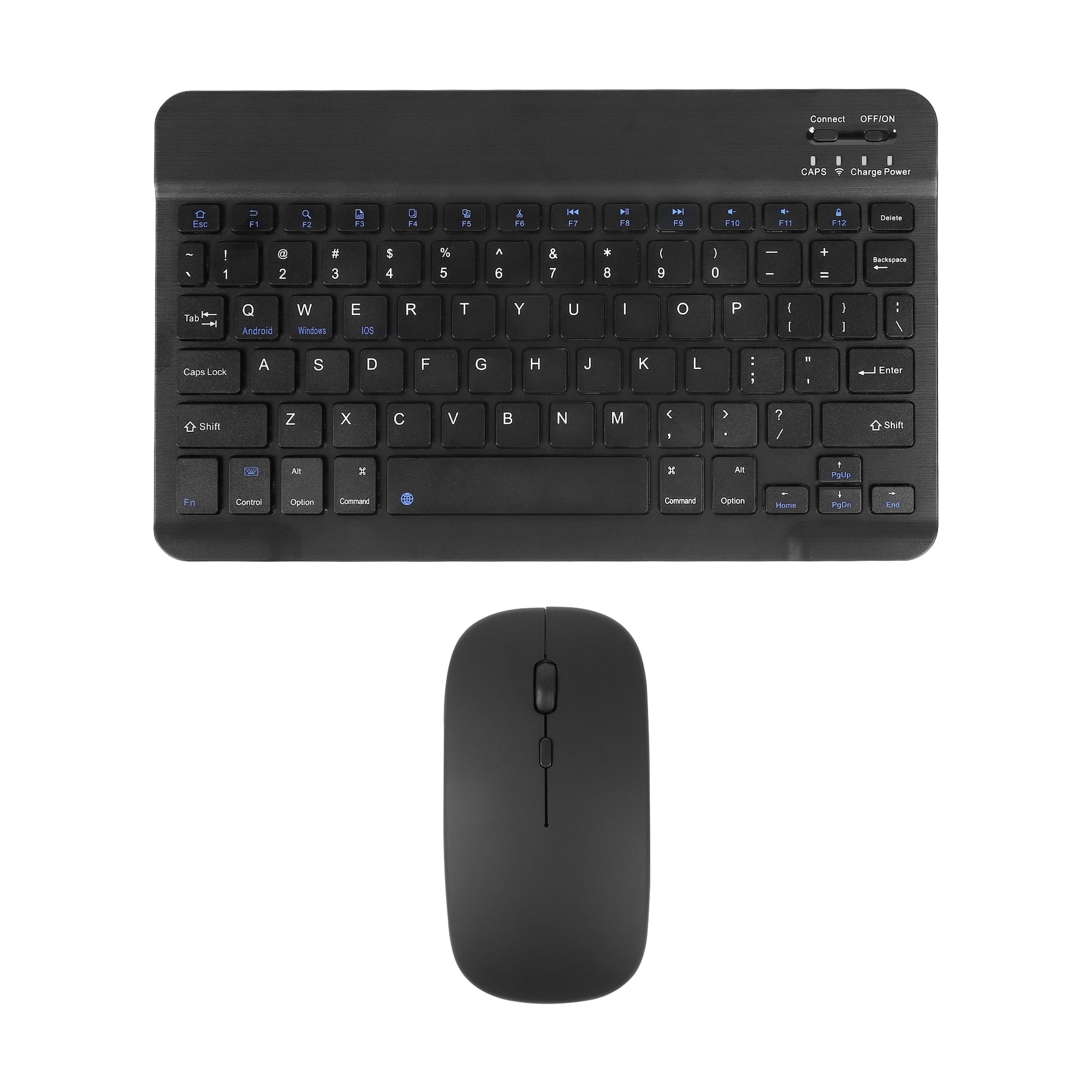 PloutoRich 10 inch Wireless Keyboard and Mouse Combos, Mini Ultra-Slim 78 Keys Tablet Keyboard, Portable Rechargeable Bluetooth Keyboard for Mac Windows Devices