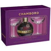 Chambord Black Raspberry Liqueur with Champagne Glasses Gift Set, 3 pc