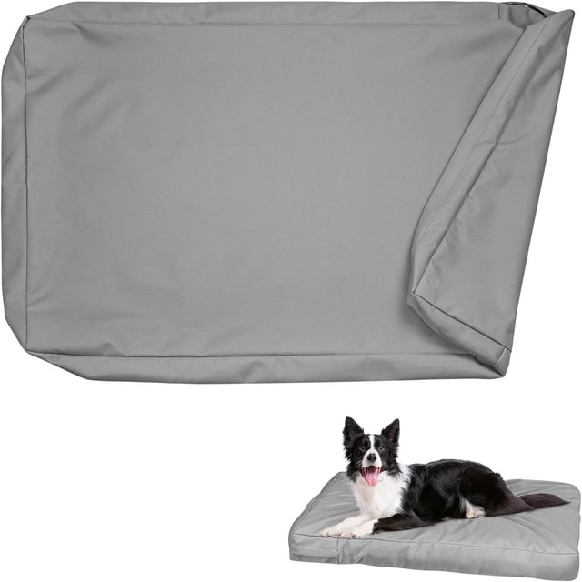 Housse de Lit pour Chien de Remplacement Lavable, Facile à Nettoyer, Résistante aux Poils d'Animaux, Oxford Robuste, Fermeture Éclair, Utilisation Intérieure/extérieure, Convient à une Cage de Chien de 38 Pouces - 36"x 23"x 3.5 Pouces - Gris (Housse Unique)