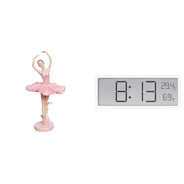 Escultura De Niña Bailarina De Resina Con Reloj De Pared Digital, Pantalla Grande, Adorno Multiusos Para Oficina, Estudio, Sala, Estantería, Dormitorio