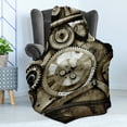 thumbnail image 4 of Industrial Soft Flannel Fleece Blanket, Pieces of Old Mechanism Close up Gears View Grunge Antique Cogs Technical Image Print, Cozy Plush for Indoor and Outdoor Use, 50" x 60", Sepia, by Ambesonne, 4 of 5
