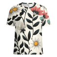 thumbnail image 5 of Nostalgic Vintage Floral Women's Short Sleeve Tops Casual Blouses T Shirt, 5 of 6