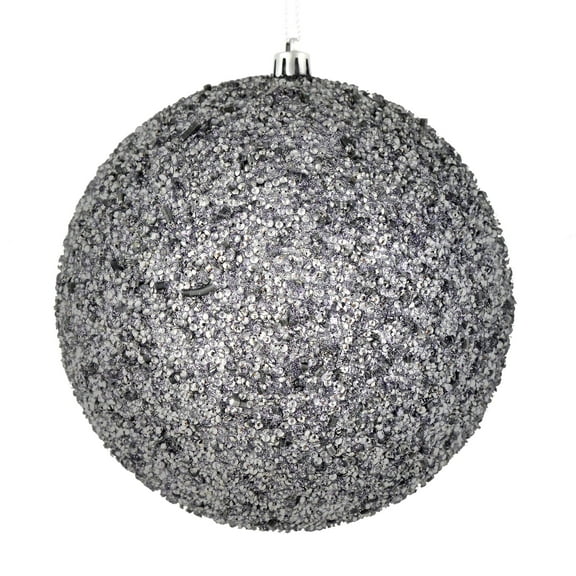 Vickerman 4.75" Silver Beaded Ball Ornament, 6 per Bag