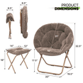 thumbnail image 2 of Magshion Folding Saucer Chair and Footrest Stool, Soft Faux Fur Oversized Accent Chair, Moon Chair with Metal Frame for Bedroom Living Room, Beige, 2 of 11