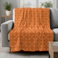 thumbnail image 2 of Orange Morocco Blanket Soft Cozy Warm Throw Blanket for Couch, Plush Fuzzy Flannel Fleece Blankets for Sofa, Geometric Leaf Diamond Lattice Abstract Bed Blankets Lightweight Gifts for Women, 50"x80", 2 of 9