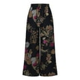 thumbnail image 5 of Leesechin Khaki Pants for Women Casual Floral Printed Bandage Elasty Maxi Wide Leg Trousers, 5 of 8