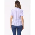 thumbnail image 3 of DARING DIVA Ruffle Puff Short Sleeve Crochet Eyelet Blouse M Light Purple, 3 of 6