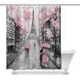 thumbnail image 1 of SUNENAT European City Landscape France Paris Eiffel Tower Couple under An umbrella Waterproof Polyester Bathroom Shower Curtain 66(Wide) x 72(Height) Inches, 1 of 3