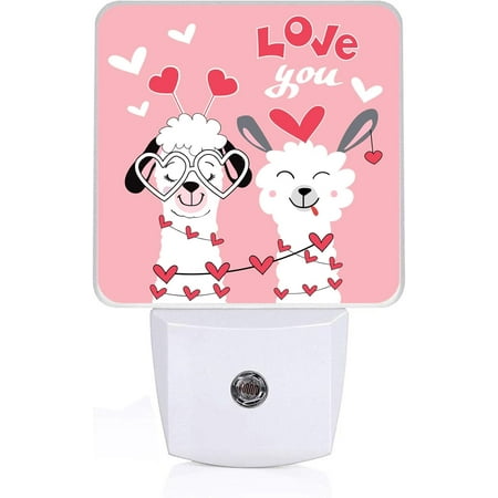 

Llama In Love Night Light Plug-Into Wall White Alpaca Pink Heart Nightlight Lamp With Dusk To Dawn Sensorl Led Lamp 0.5W Energy Efficient For Boys Girls Adults Home Decor