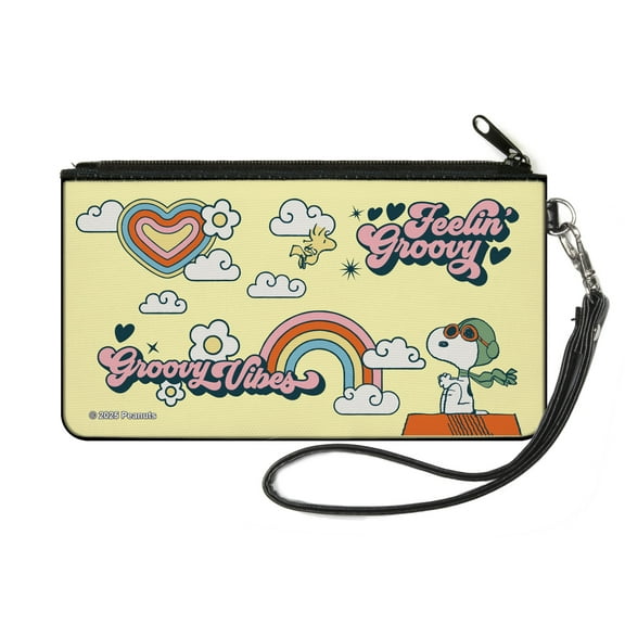 Peanuts Wallet, Zip Pouch, Peanuts Snoopy Flying Ace and Woodstock Groovy Quotes Collage, Canvas