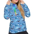 thumbnail image 5 of Yiaed Blue Fish Print Womens Casual Hoodies Crew Neck Long Sleeve Sweatshirts With Pocket Pullover Tops Women's Hooded Sweatshirt-Medium, 5 of 5