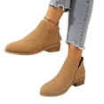 thumbnail image 6 of Suede Ankle Booties for Women Round Toe Block Heel Back Zipper Stylish Autumn Winter Casual Short Boots, 6 of 6