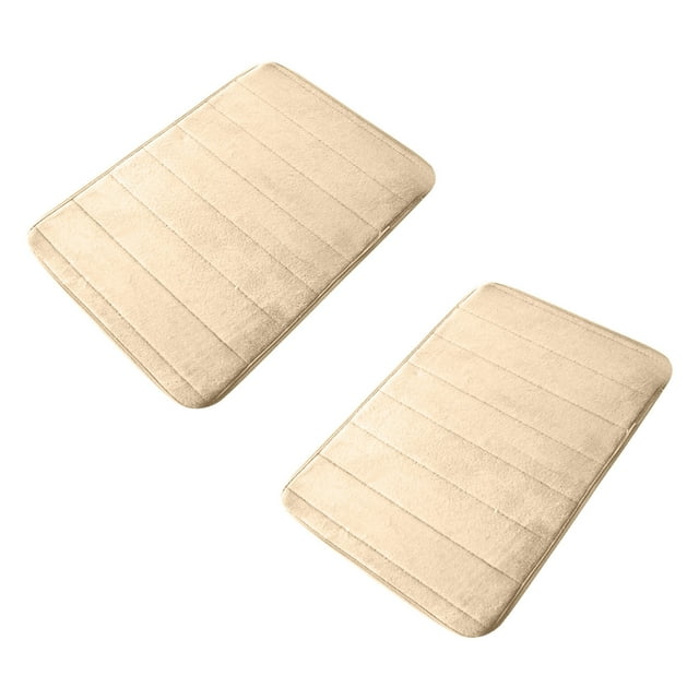Bathroom Floor Mat 2-Pack Thick Velvet Microfiber with Foam Polyurethane Backing for Kitchen or Bath Use