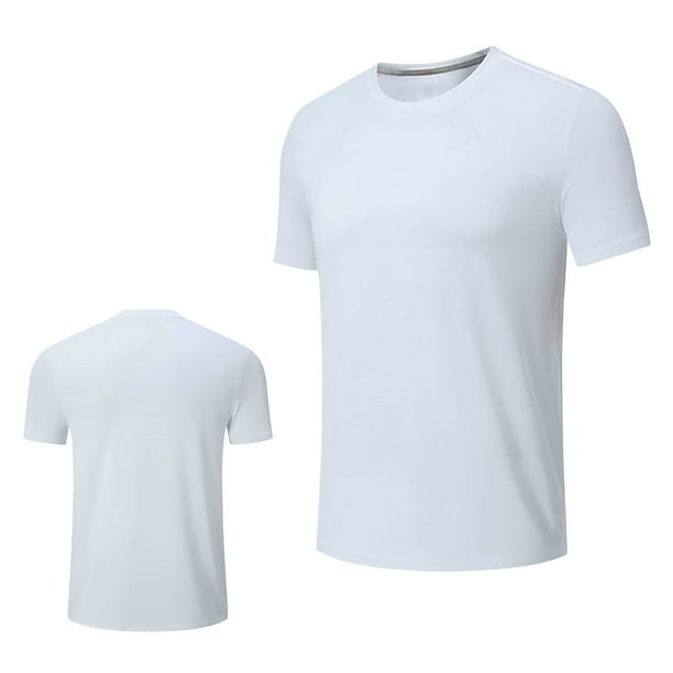 Camisas de Manga Corta para Hombre Color Sólido Deportes Top Blusa de Cuello Redondo, Casual para Al Aire Libre Y Uso Diario