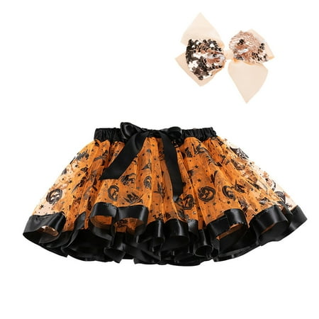 

UACY Baby Cirls Hallo-ween Clothes Dress Kids Girls Lightweight Fashionable Party Comfortable Dance Ballet Tulle Bouffant Skirt+Bow Hairpin Sets(Orange 9-11 Years)