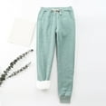 thumbnail image 3 of Pantalón de invierno para Mujer Gibobby Informal de Color sólido para mantener el calor largo de terciopelo (Green, L), 3 of 3