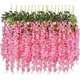 thumbnail image 1 of Xiao Hua Guirnalda colgante de glicina artificial de ratán, paquete de 6, flores de seda, ideal para fiestas, hogar, bodas, decoración, 1,1 m, color rosa, 1 of 5