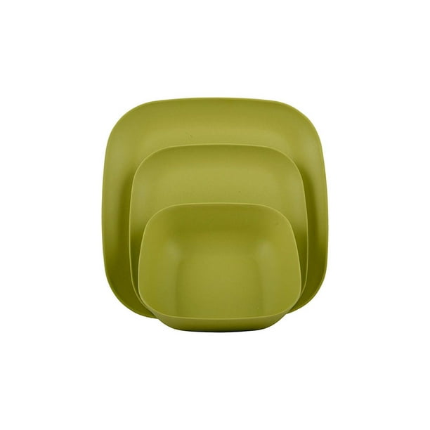 Melange 12Piece Bamboo Dinnerware Set (Squares Collection) Shatter