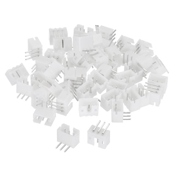 Unique Bargains 2.0mm Connector 3 Pin Male Adapter Right Angle Pin Header White Socket for Wire to Board Connection, 50 Pack