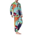 thumbnail image 2 of Salouo Vegetable Print Button-Front Long Sleeve Pajama Set for Men, Soft 2Pjs Men's Long Sleeve Sleepwear-XX-Large, 2 of 7