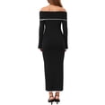 thumbnail image 3 of INSPIRE CHIC Women's Off Shoulder Dress Cocktail Evening Formal Bell Sleeve Bodycon Maxi Knit Dress S Black, 3 of 6