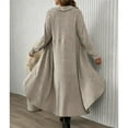 thumbnail image 5 of Women's Dress 2 Piece Outfits Ribbed Knitted Long Sleeve Long Cardigan Plaid Sleeveless Midi Dress Fall Sets Khaki XXXL, 5 of 8