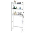 thumbnail image 1 of KFFKFF Bathroom Storage Above Toilet, 3-Level Adjustable Bamboo Organizer, Shelf Rack with Trio Hooks, Independent Assembly for Laundry Room Saving Space, Compatible with Various Toilets, White, 1 of 9