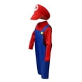 thumbnail image 5 of Youpwaven K'i'ds Plumber Brother Costume, Video Game Inspired Cosplay Outfit, Halloween Party Performance Suit with Overalls, Hat, Gloves and Moustache Size 3-14, 5 of 11