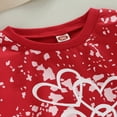 thumbnail image 3 of Kid Shirt Long Sleeve  Neck Heart Print Street Party Loose Red Tops, 3 of 5