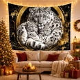 thumbnail image 3 of Three Leopards Embracing in Gold Splatter on Black Background, Dramatic Abstract Art for Animal Lovers, Wildlife Wall Decor, Housewarming Gift, Tapestry Wall Hanging for Bedroom and Living Room, 3 of 7
