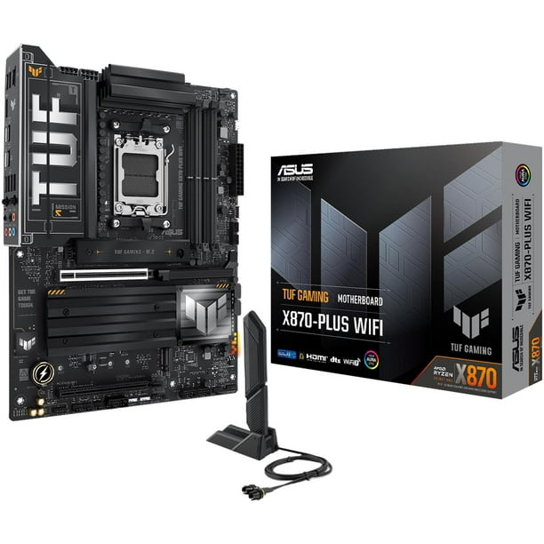 Tarjeta Madre ASUS TUF GAMING X870-PLUS WIFI LGA AM5 4x DDR5 4x M.2 PCIe 5.0 USB-C WIFI 7 BT 5.4 ATX negro