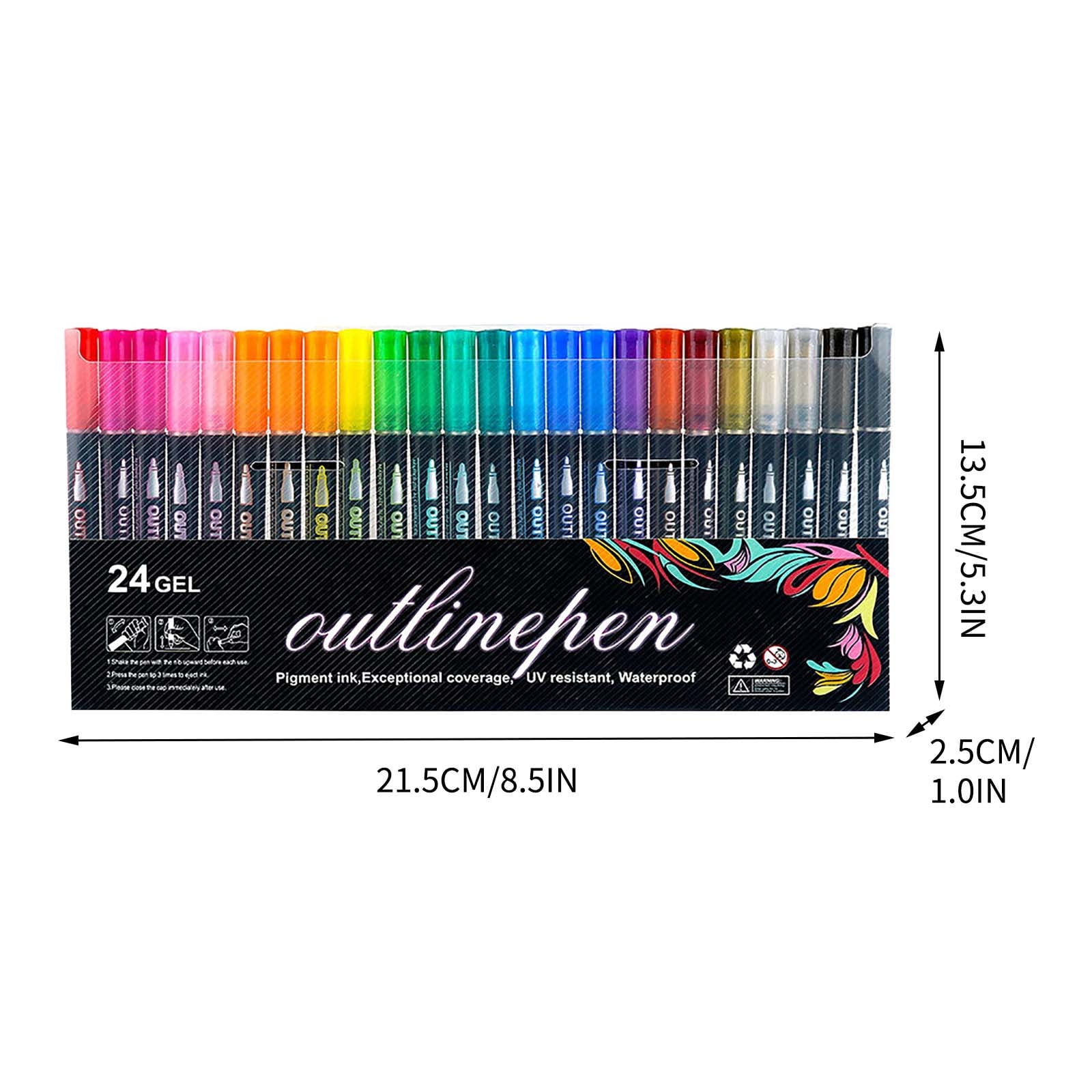 WYBXZ Double Line Outline Markers, Marker Pens, Double Line Paint Pens Self Outline Markers, for Drawing Coloring, Christmas Card Writing, Birthday Greeting, 8ml