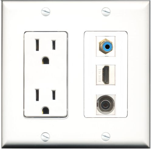 1 Port HDMI and 1 Port RCA Blue and 1 Port 3.5mm Wall Plate RiteAV