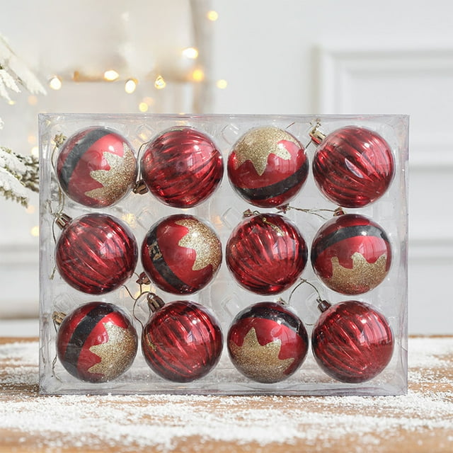 Xihbxyly Adornos para Árbol de Navidad, Bolas Rojas Irrompibles para Colgar, Juego de 12 Piezas, Fáciles de Colgar, Diseño de Plástico Duradero, Decoración para El Hogar, Complementos Festivos, 24,5