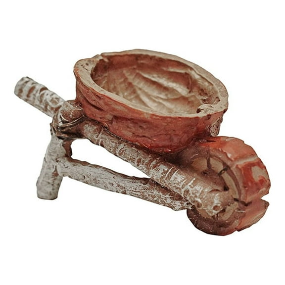 Walnut Birch Tree Wheelbarrow Miniature Outdoor Garden Fairy Dollhouse Yard Decor