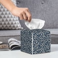 thumbnail image 6 of Lsque Small White Flowers Printed Tissue Box Cover Holder, Facial Paper Organizer Dispenser,Square with Bottom Belt, PVC Leather Decorative Organizer, 6 of 8