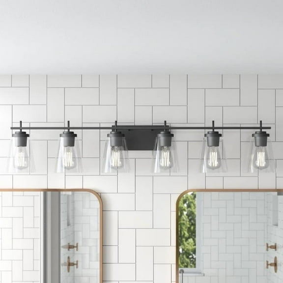 ACROMA Kiro 6-light Modern Farmhouse Black Bathroom Vanity Lights with UL Certified - 46''