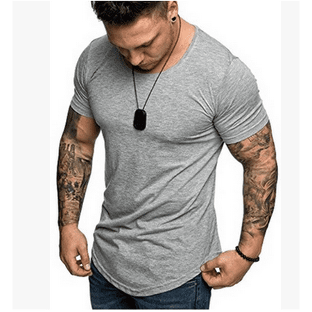 2019 Men's T-Shirt Summer Pure Color Short Sleeve Cotton Sport Causal Quick Dry Sweat Men