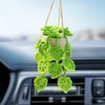 thumbnail image 6 of Soumake Car Mirror Hanging Accessory Handmade Knitted Cute Crochet Potted Plant Rear View Decor Car Interior Accessories Practical, 6 of 7