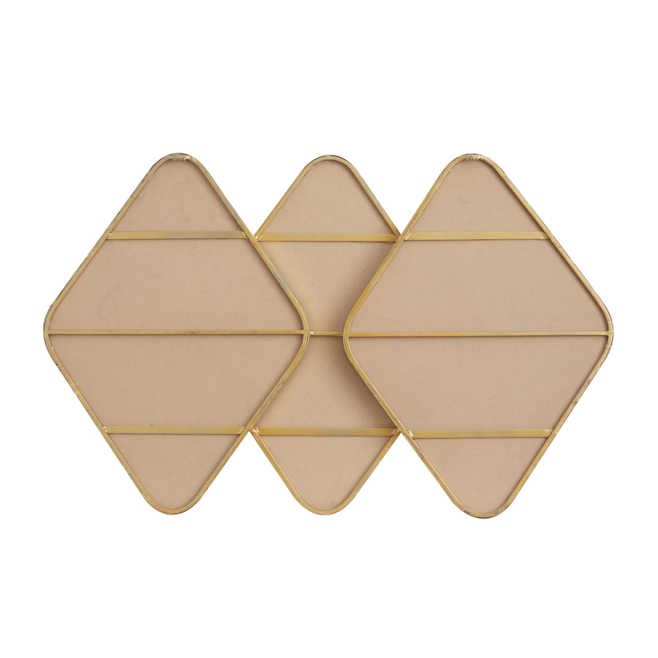CosmoLiving by Cosmopolitan 43" x 28" Gold Overlapping Diamond Wall Mirror with Gold Frame