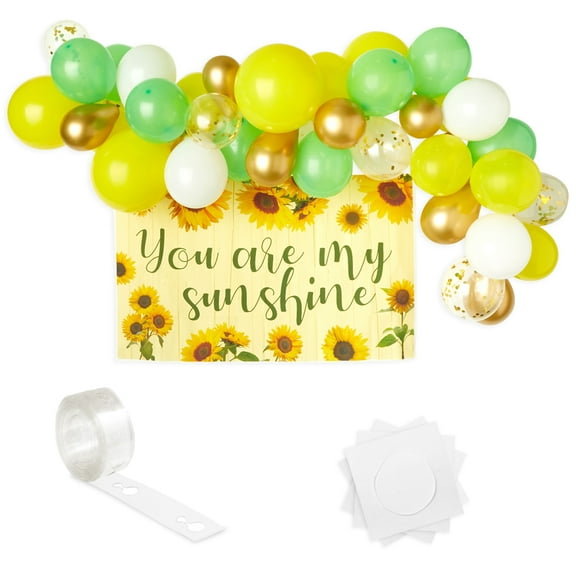 75 Pcs Sunflower Baby Shower Party Decorations Set, You Are My Sunshine Wall Banner with Latex Balloons Garland Arch for Floral Birthday