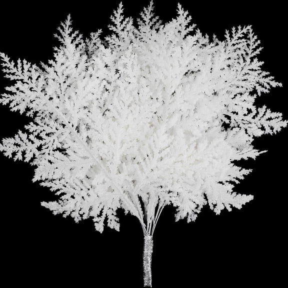 24pcs Artificial Pine Needles Glitter Christmas Floral Picks Branches Fake Floral Twig Picks Sprays for Christmas Tree Wreaths Floral Arrangement Home Holiday Decor