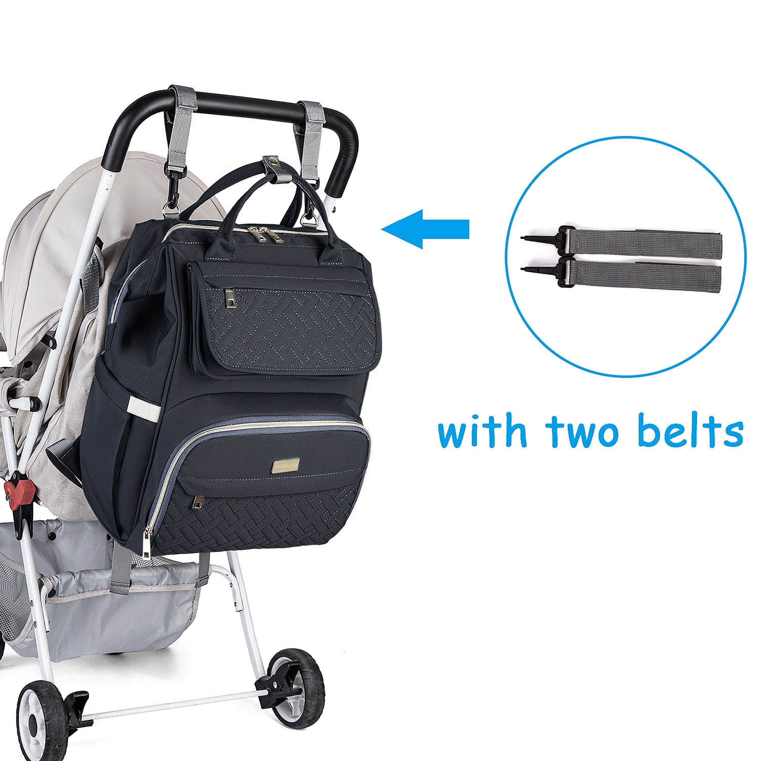 Baby Diaper Bag Backpack Tote Backpack Stroller Hanging Bag Travel Nappy Bag with USB Charging Port for Outdoor Working Mommy Bag(Black)