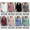 thumbnail image 3 of Las mujeres ocasionales acanaladas de punto Tops botón de manga larga otoño camiseta suelta blusa Eccomum Rosa/Extragrande, 3 of 7