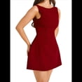 thumbnail image 4 of Vestido Mini de Verano para Mujer, Sin Mangas, con Cremallera, Cuello Alto, Ajustado, Corte A, para Fiesta y Club Rojo S, 4 of 10