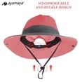 thumbnail image 3 of AYAMAYA Ponytail Mesh Sun Hats with Wide Brim, Waterproof UV Protection Summer Fishing Hat, Outdoor Foldable Bucket Hat, Safari Beach Hat(Watermelon Red), 3 of 6