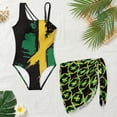 thumbnail image 3 of Xixirimido Jamaican Style Flag Print Quick Dry Girls One Piece Swimsuit with Removable Bra, Modest One Shoulder Bathing Suit with Mesh Cover Up Skirt, Size 9-10 Years, 3 of 7