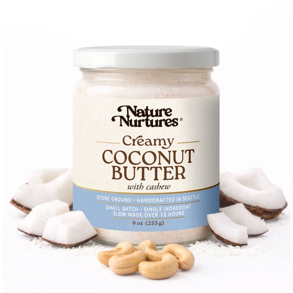 Creamy Coconut Butter with Cashew | Raw Stone Ground | Small Batch | No Added Sugar | No Palm Oil | Made in USA